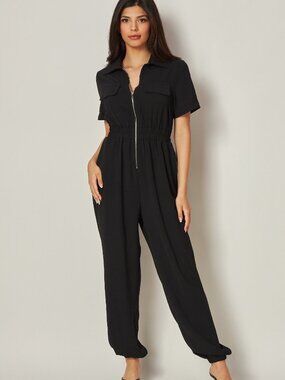 B65 Airflow Front Zip Closure Jumpsuit Black NEW